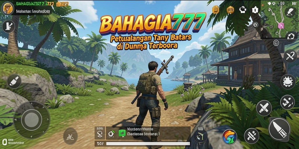 Tangkapan layar memperlihatkan petualangan seru di dunia terbuka BAHAGIA777.