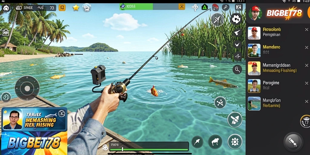 Tampilan gameplay BIGBET78 dengan aksi memancing yang seru.
