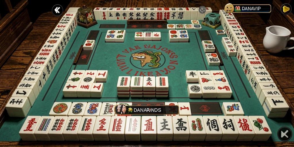Tangkapan layar gameplay <strong>DANAVIP</strong> menunjukkan suasana permainan Mahjong yang mengasyikkan.