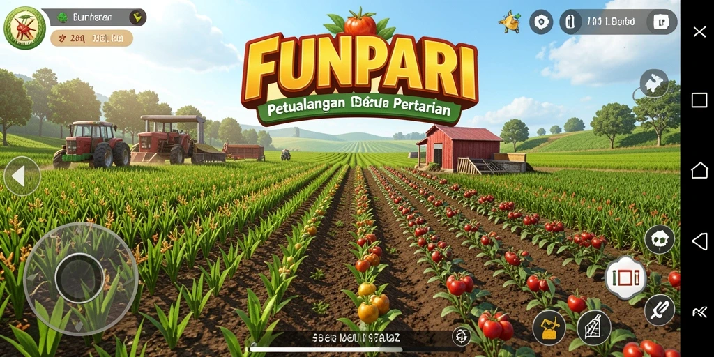 Screenshot utama FUNPARI menampilkan petualangan seru dalam pertanian.