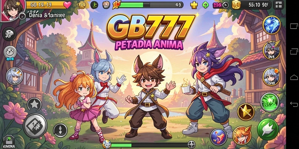 Tampilan screenshot gameplay GB777 dengan aksi penuh warna di dunia anime.