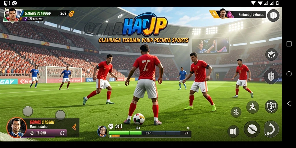 Tampilan gameplay <strong>HARAPJP</strong> dengan karakter yang aktif dan lapangan yang dinamis.