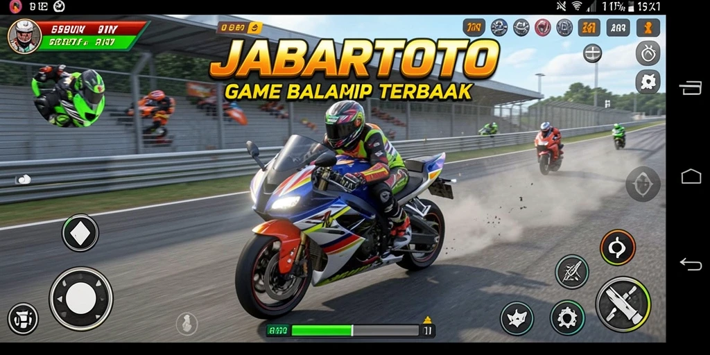 Gameplay menegangkan dalam balapan motor yang mendebarkan.