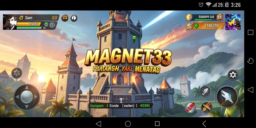 Tampilan gameplay MAGNET33 yang menarik di arena Tower Defense.
