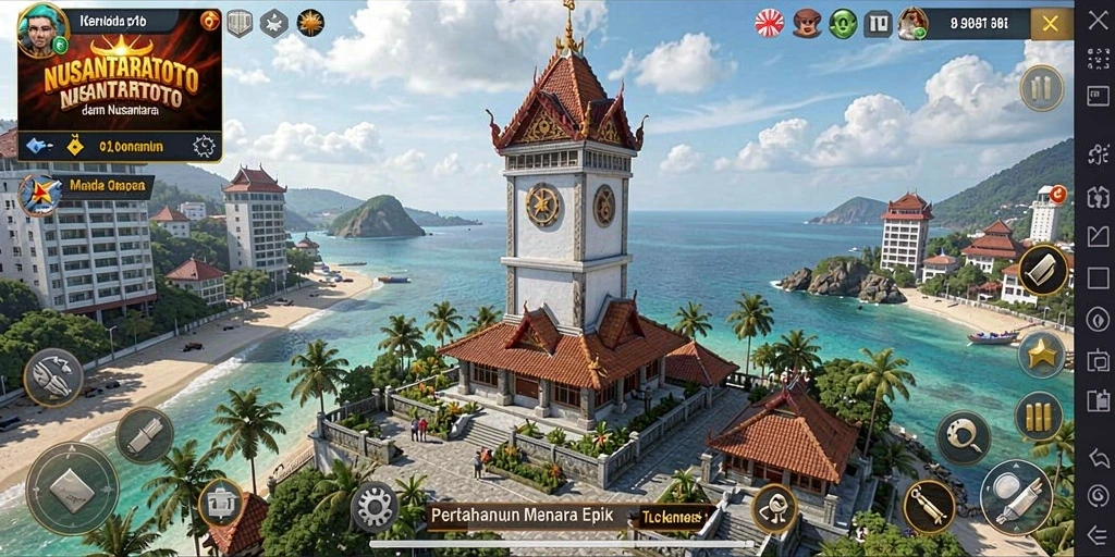 Tampilan gameplay menegangkan dalam NUSANTARATOTO sebagai game Tower Defense.