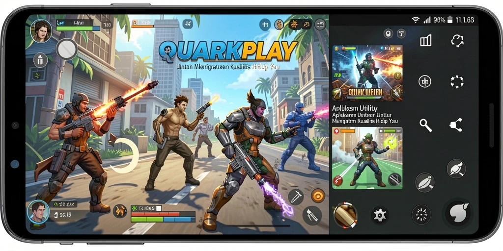 Tampilan utama aplikasi QUARKPLAY dengan fitur Utility yang lengkap.