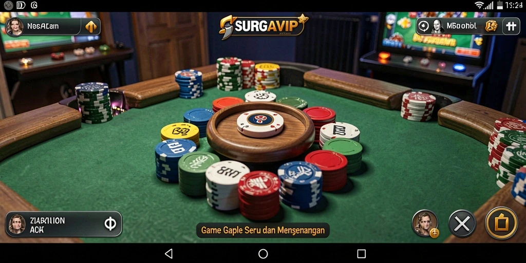 Tampilan gameplay seru di SURGAVIP dengan fitur Gaple interaktif.